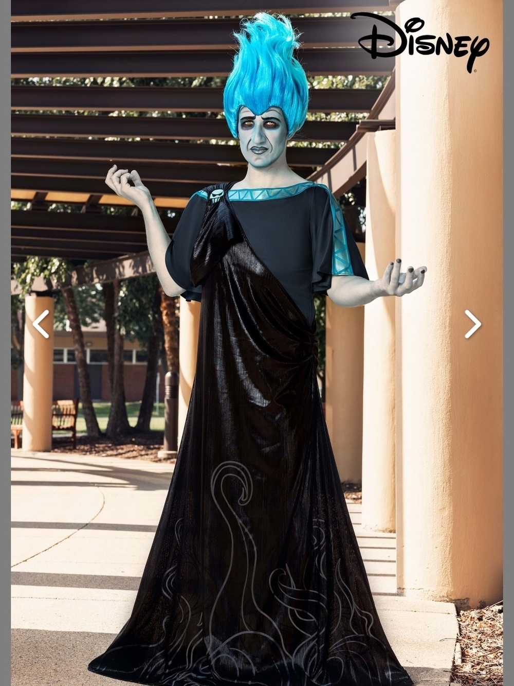 Disney Hades Costume in Black and Bright Blue Wig